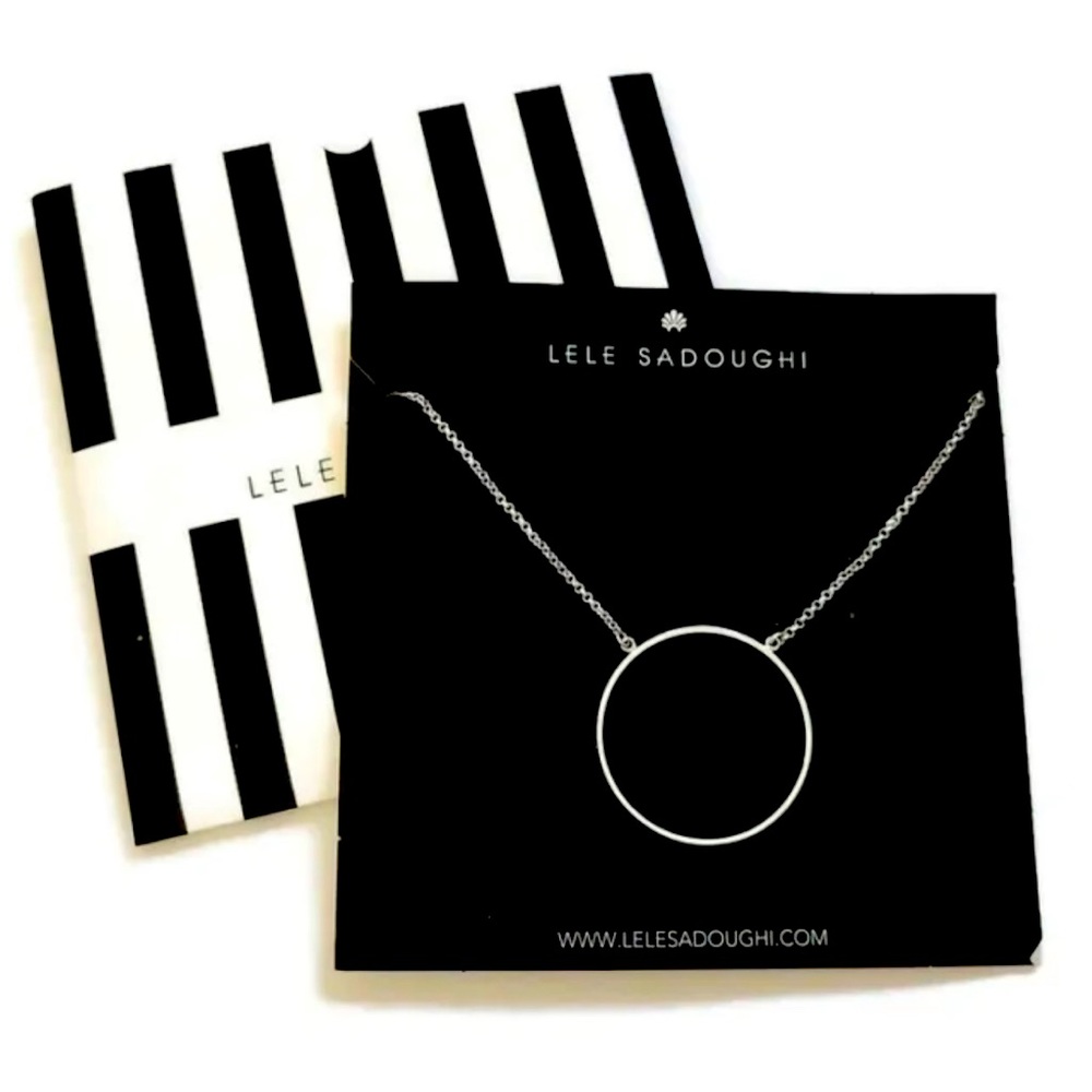 LeLe Sadoughi Silver Tone Metal Circle Pendant Dainty Delicate Necklace